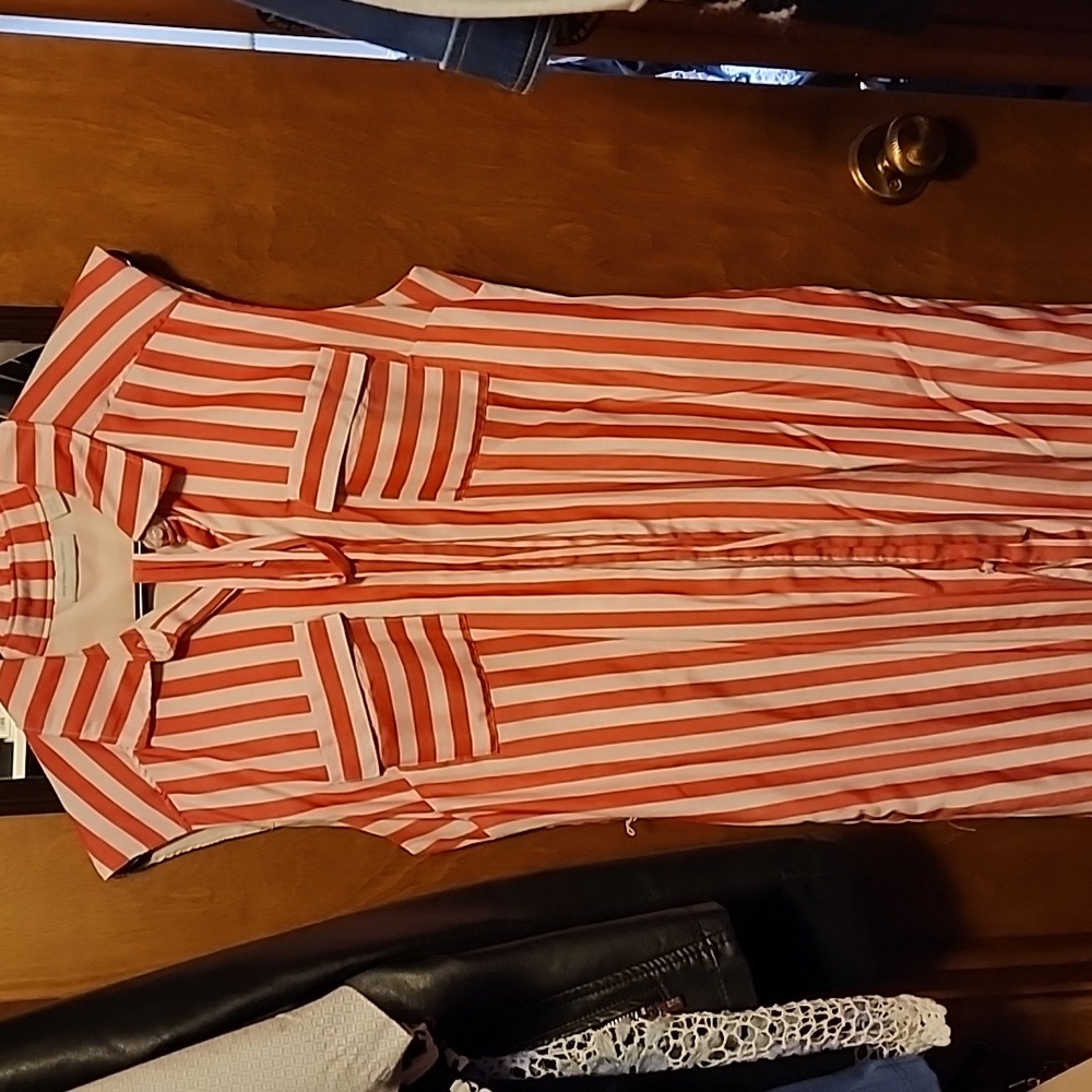 New York & Company Women's Shirt Dress Size small  Striped Belted Pockets